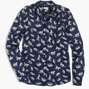 J by J. Crew Navy Cheetah Button Down Blouse M